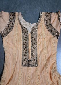Peach Embroidered Anarkali Dress