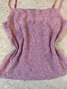 Purple Y2k Beaded Cami Top