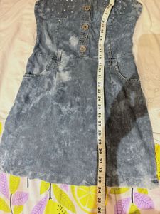 Denim Mini Dress with Embellishments