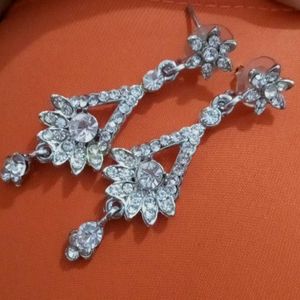 Sparkling Silver Floral Earrings
