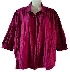 Magenta Linen Top