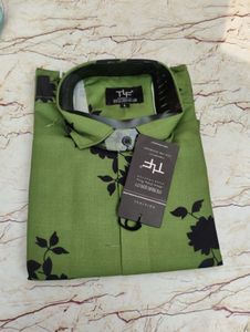 Green Floral Print Shirt - Size L