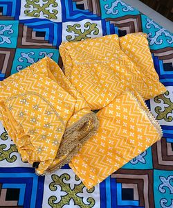 Yellow Printed Kurta Set