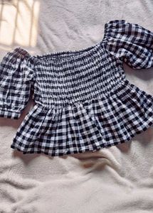 Gingham Off-Shoulder Top