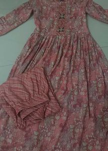 Pink Floral Print Kurti Pant Set