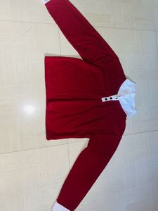 Classic Maroon Ribbed Polo Top