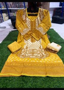 Yellow Printed Kurta Set