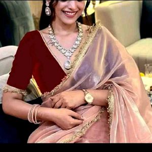 New Nylon Silk Saree With Velvet Blouse Piece