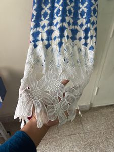 Pakistani Lace Kurti With Kundan Button