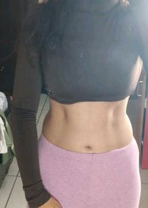 Brown Long Sleeve Crop Top😎