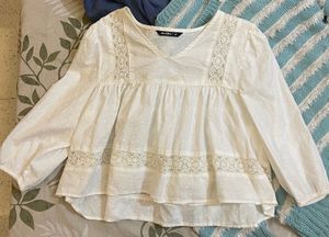 White Embroidered Lace Top