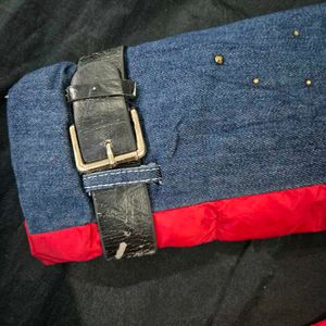 Unique Denim &amp; Red Jacket/ puffer