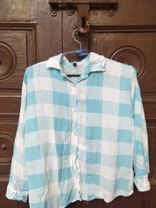 Blue &amp; White Checkered Top
