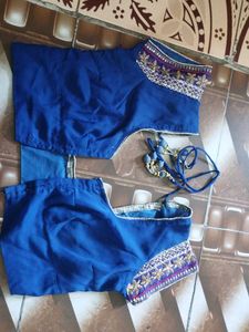 Dark Blue Heavy Embroidery Saree With Blouse