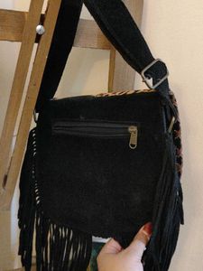 patchwork leather sling