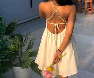 Women&#39;s White Backless Mini Dress