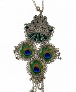 Peacock Feather Necklace &amp; Earring Set