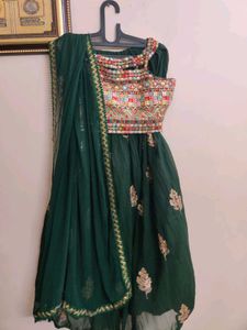 Green Embroidered Lehenga Choli