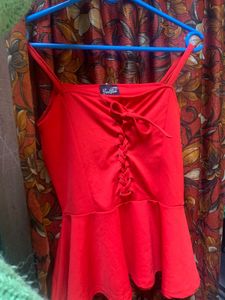 Red Peplum Tank Top
