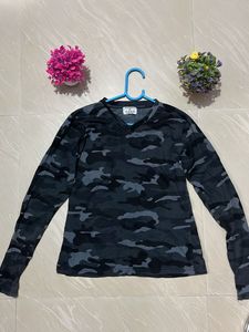 Camo Long Sleeve V-Neck Tee
