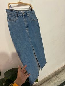 Zara Front Slit Denim Skirt