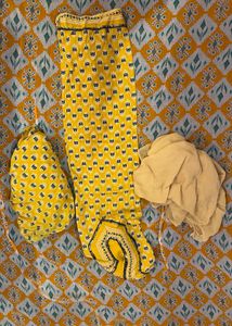 Combo Yellow Cotton Suit Set With Dupatta