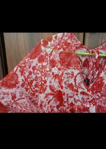 Red Floral Print Kimono Top
