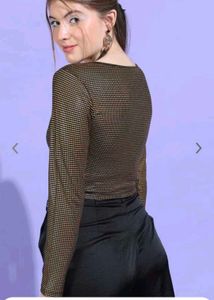 Metallic Long Sleeve Crop Top