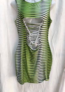 1781. Green Striped Cutout Dress