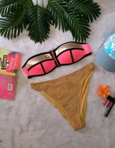 Sparkly Golden And Pink Combination Bikini