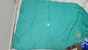 Elegant Teal &amp; Navy Saree