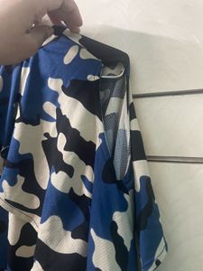 Blue Camo Print Top
