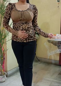 Leopard Print Net Top