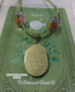 Butterfly Fairy Oval Clay Pendant Bead Necklace