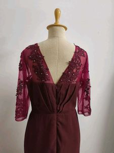 Elegant Maroon Evening Gown