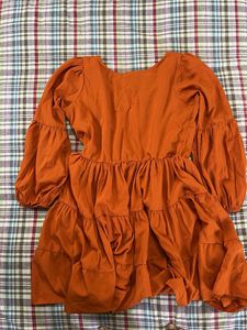 Orange Tiered Mini Dress