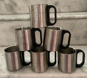 Set Of Six Stainless Steel Mugs