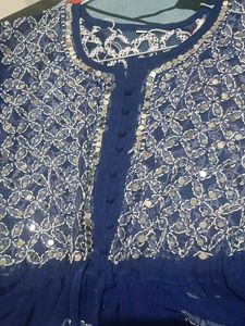 Embroidered Blue Tunic Top
