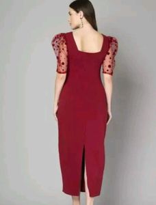 Burgundy Puff Sleeve Mini Dress