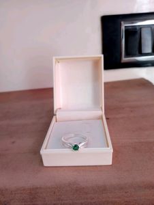 Green Diamond Ring Pure Silver