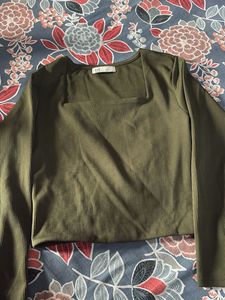 Olive Square Neck Crop Too