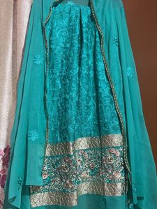 Green Embroidered unstitched Dress Material