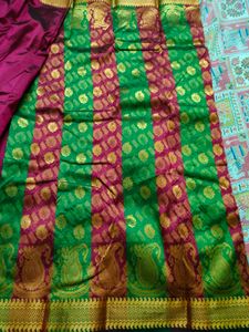 Maroon And Green Fancy Party Wear Saree