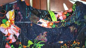Blue Colour Floral Design Knee Length Top For Wome