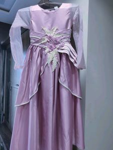 Pink Satin Frock For Girls
