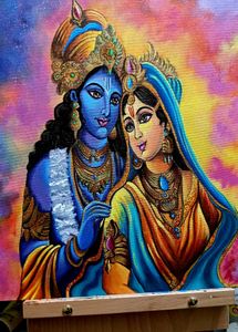 Abstract Radha Krishna Canvas Painting 16×20Inches