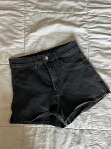 Black High Waist Denim Shorts