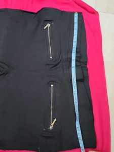 Low Waist 38&#34; Cotton Pants with Back Pockets