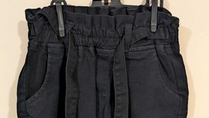 Stylish Black Paperbag Waist Pants