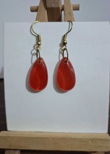 Red resin Drop Earrings Handmade Earring